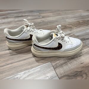 Nike Women's White and Leopard Print Sneakers